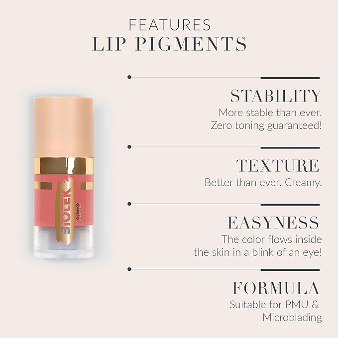 Biotek Lip Pigment for Permanent Makeup - Pink Peach Color for Lip - Made in Italy - Flower 0,24 fl.oz.