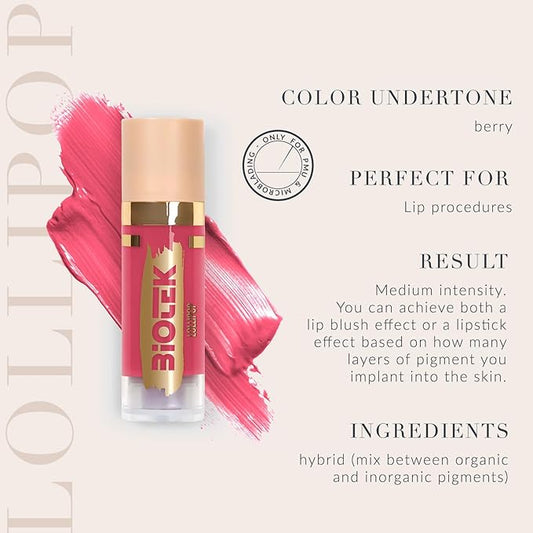 Biotek Lip Pigment for Permanent Makeup - Purple and Pink Color for Lip - Made in Italy - Lollipop 0,61 fl.oz.