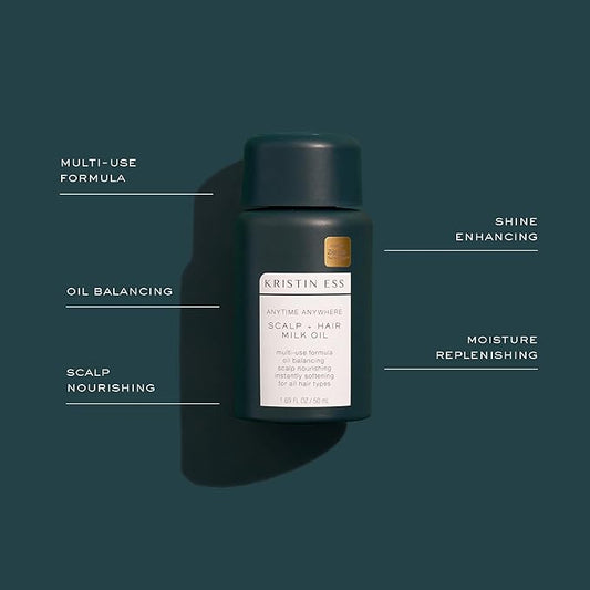Kristin Ess Anytime Anywhere Scalp + Hair Milk Oil, Hydrating for Damaged Hair, infused with Coconut Oil and Jojoba Oil, Castor Oil for Hair Growth