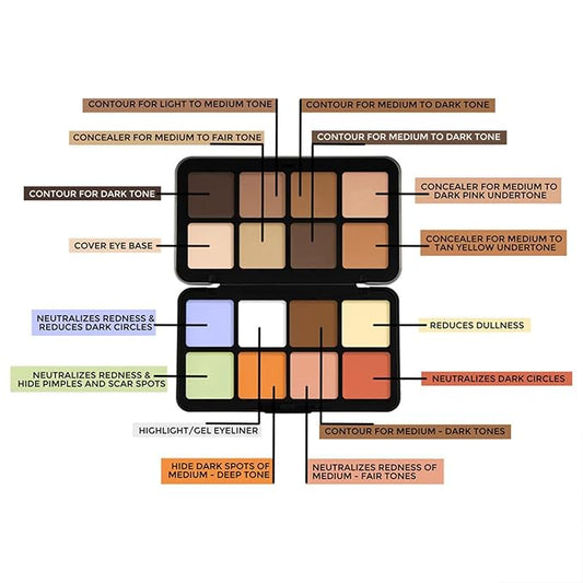 16 Color Corrector Concealer Foundation Palette Cream Set,