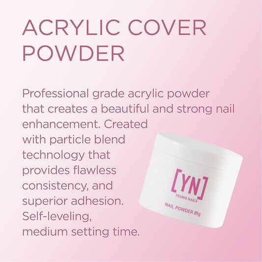 Young Nails Acrylic Powders, Cover - Created for a flawless consistency and superior adhesion - Cover Powder Begins to set in 75 seconds - Available in 45 gram, 85 gram, and 660 gram size options