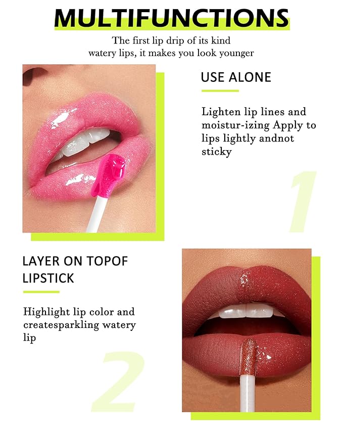 Hydrating Lip Glow Oil Kit-4 Colors Lip Oil Lip Glaze,Tinted Lipgloss Clear Pink Red Glow Reviver Tint Lip Oil Lip Stain, Non-sticky Lipstain Lip Gloss,Mother's Day Makeup Gift Kit for Women-Set C