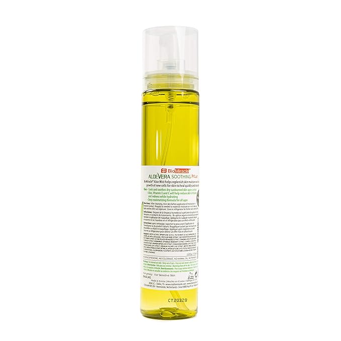 BioMiracle Aloe Vera Soothing Mist Soothing Gel with 9 Natural Plant Extracts, Deep Hydration Pump Bottle - 3 Pack