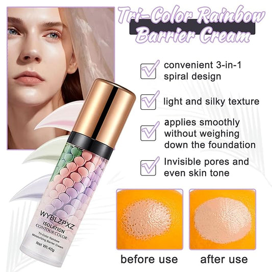 Tri-color Color Corrector Isolation Cream,One Step Color Correcting Correcting Foundation