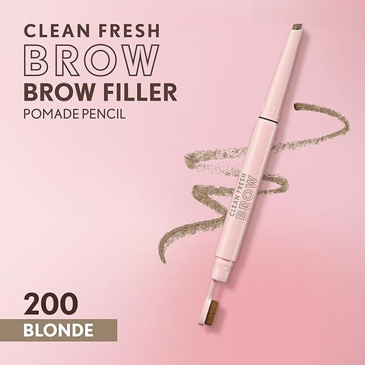Covergirl Clean Fresh Brow Filler Pomade, 200 Blonde, Eyebrow Pencil, Ultra-Precise Tip, Creamy Formula, Highly Pigmented, Soft Matte Finish, Vegan Formula, 0.007oz
