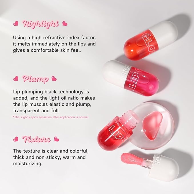 Lip Plumper Gloss High-Shine Liquid Lip Plumping Color, Long-Lasting Plumper Pout, Moisturizing, Non-Sticky With Natural Ginger Extract Portable 6 Colors (03#Peach)