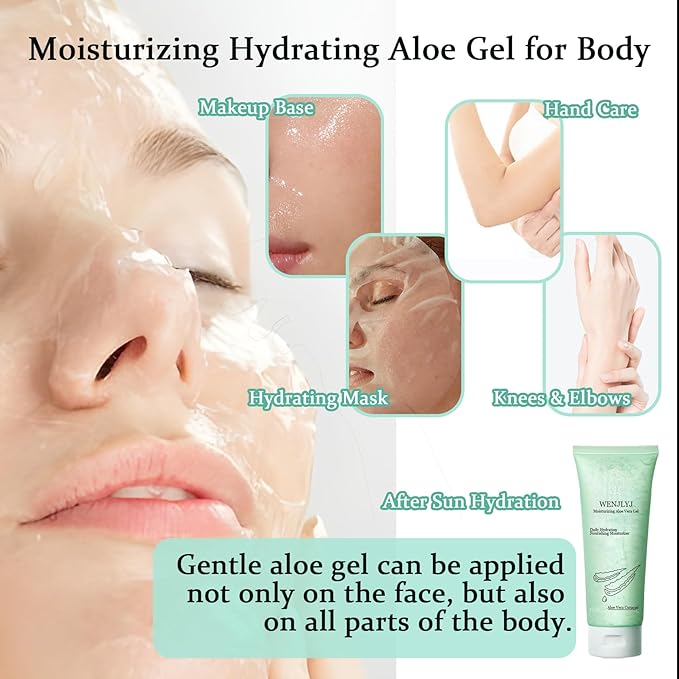 Aloe Vera Gel for Face,Moisturizing Hydrating After Sun Lotion for Body,Non-Sticky Pure Aloe Vera Gel,Fast Absorbing,All Skin Types