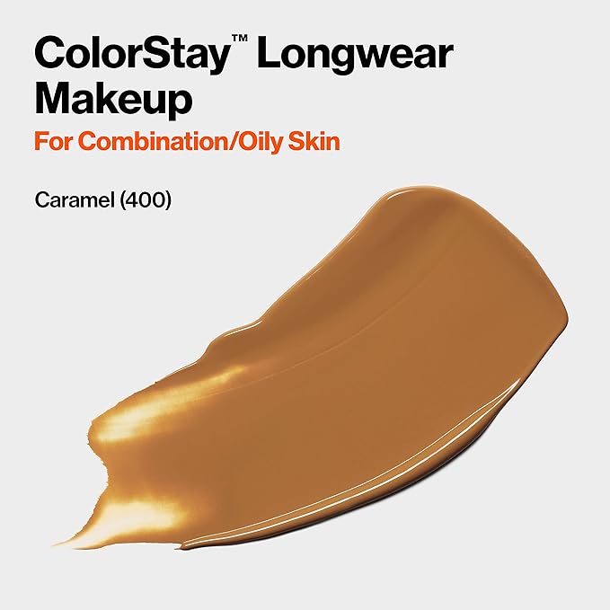 Revlon Liquid Foundation, ColorStay Face Makeup for Combination Caramel (400), 1.0 Oz