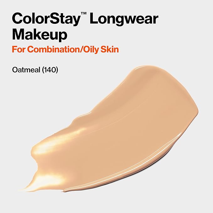 Revlon Liquid Foundation, ColorStay Face Makeup for Combination Oatmeal (140), 1.0 oz