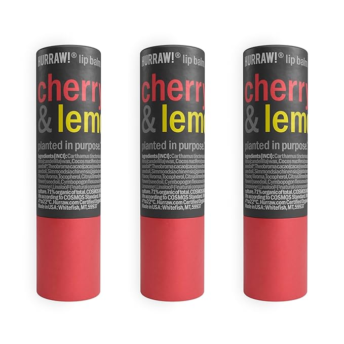 Hurraw! Cherry & Lemon Lip Balm,