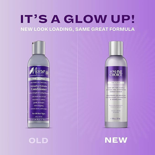 The Mane Choice The Alpha Easy On The Curls Hydration Curly Hair Conditioner, Nourishing Detangling Conditioner Enriched with Biotin & Vitamin E, Sulfate & Paraben-Free, 8 oz