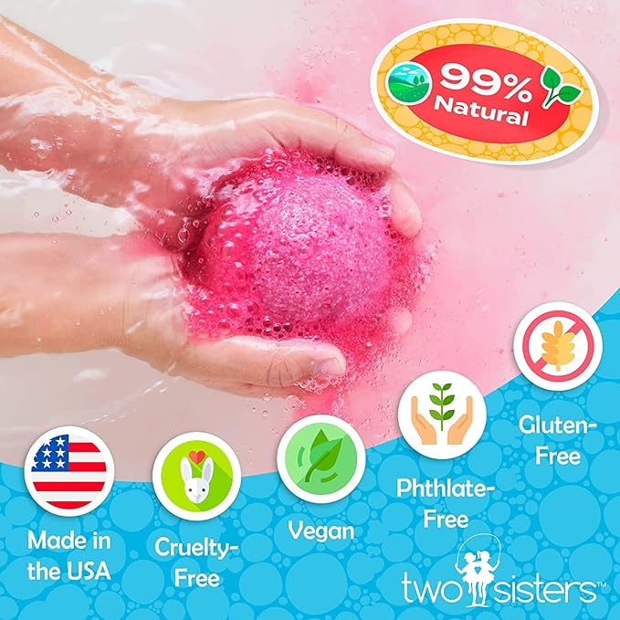 Dinosaur Bath Bombs for Kids with Surprise Dino Toys Inside (6 Pack) - Large Bubble Bath Bombs, Gentle and Safe, Made in USA, Gift Ideas for Boys, Girls and Teens by Two Sisters