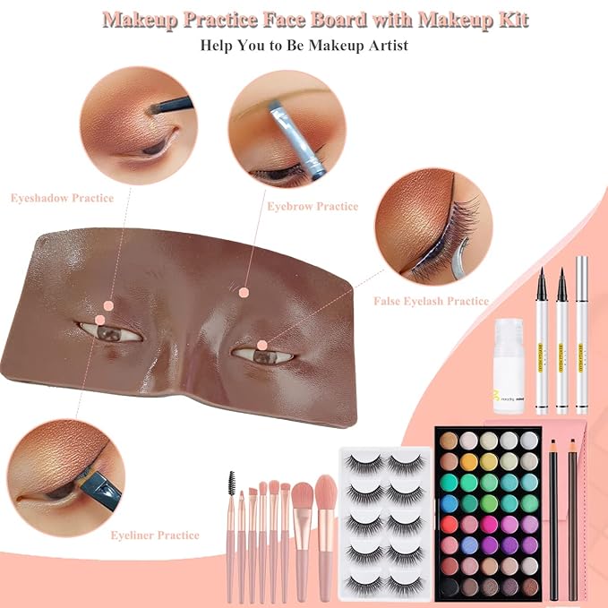 Makeup Practice Face Board, 3D Realistic Practice Makeup