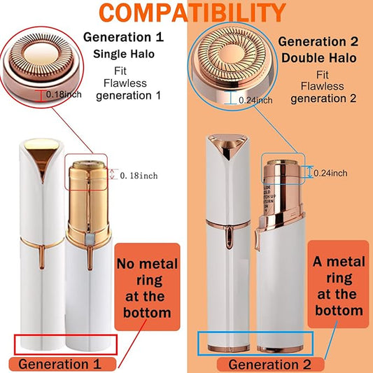 Facial Hair Remover Replacement Heads: Compatible with Finishing Touch Flawless Facial Hair Removal Tool for Women As Seen On TV 18K Gold-Plated Rose Gold (Generation 1 2pack)