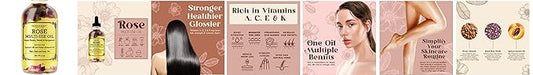 Multi-Use Oil for Face, Body and Hair - Organic Blend of Apricot, Vitamin E and Sweet Almond Oil Moisturizer for Dry Skin, Scalp and Nails - Rose Petals, and Bergamot Essential Oil - 4 Fl Oz