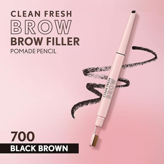 Covergirl Clean Fresh Brow Filler Pomade, 700 Black Brown, Eyebrow Pencil, Ultra-Precise Tip, Creamy Formula, Highly Pigmented, Soft Matte Finish, Vegan Formula, 0.007oz