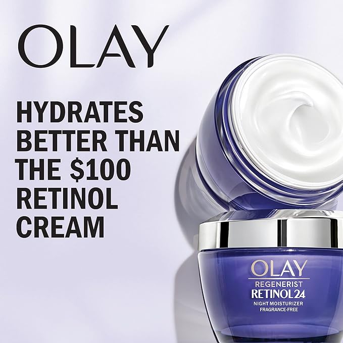 Olay Regenerist Retinol Face Serum, Retinol 24 Night Face Serum, 1.3oz + Whip Face Moisturizer Travel/Trial Size Gift Set