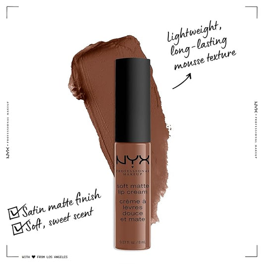 NYX PROFESSIONAL MAKEUP Soft Matte Lip Cream, Lightweight Liquid Lipstick - Berlin (Medium Warm Brown)