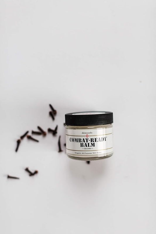 Combat Ready Skin Balm 2oz by Skincando – All Natural - Intensive Moisturizer – Skin Cream - Organic ingredients – Apricot Kernel Oil – Grapefruit Seed Extract – Black Spruce - Black Tea Moisturizer