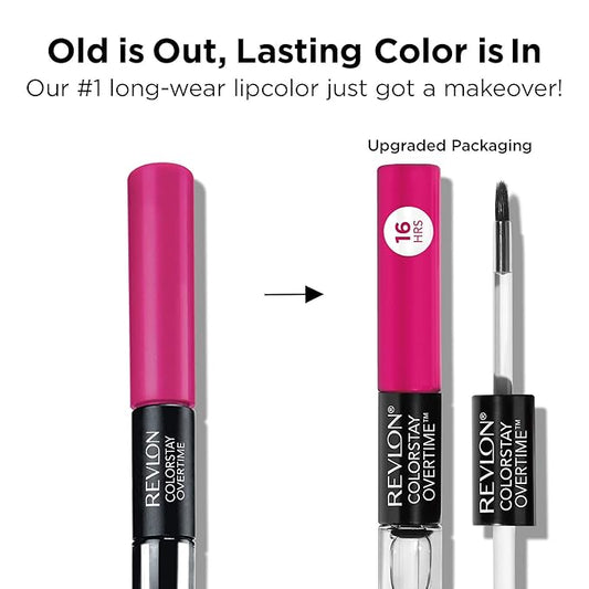 Revlon Liquid Lipstick with Clear Lip Gloss, ColorStay Overtime Lipcolor, Dual Ended with Vitamin E, 550 Blush Hour, 0.07 Fl Oz