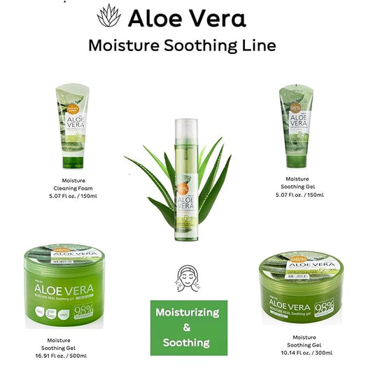 WELCOS Kwailnara California grown Aloe Vera Moisture Soothing Gel, 98% Pure, All-in-One for Face, Body, Hand, Hair, Korean Skin Care (10.14 Fl oz.)