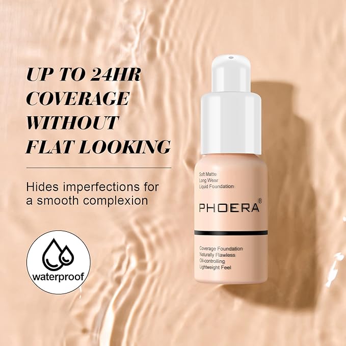 BestLand 2Pack PHOERA Foundation Full Coverage Liquid Fou