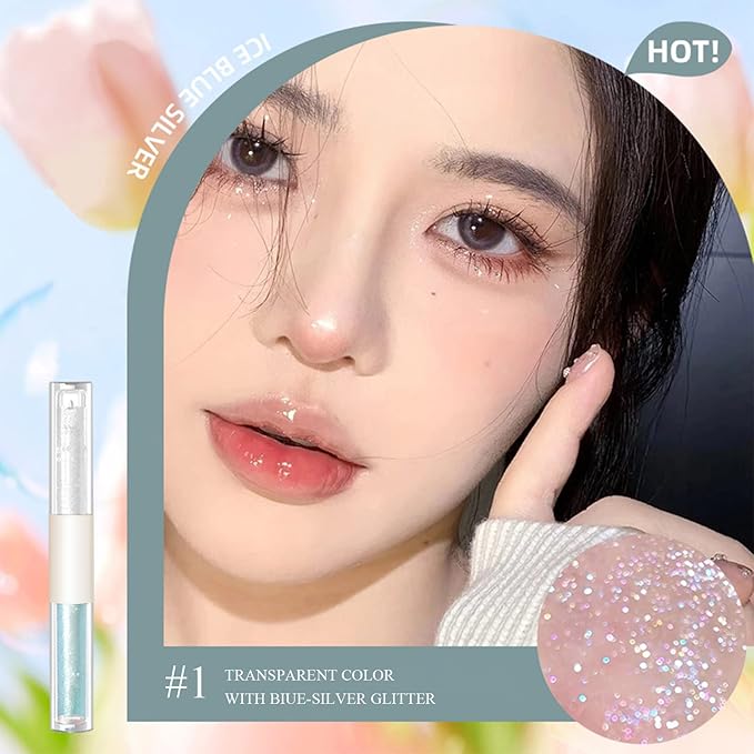 KWOLYKIM 2 In 1 Double Mirror And Matte Lip Gloss, Hydrating Lip Gloss with Essential oil, Liquid Shine Glossy Lip Tint, Hydrated & Fuller-looking Lips, Long-Lasting Sweet Lip Glaze