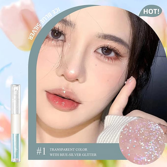 KWOLYKIM 2 In 1 Double Mirror And Matte Lip Gloss, Hydrating Lip Gloss with Essential oil, Liquid Shine Glossy Lip Tint, Hydrated & Fuller-looking Lips, Long-Lasting Sweet Lip Glaze