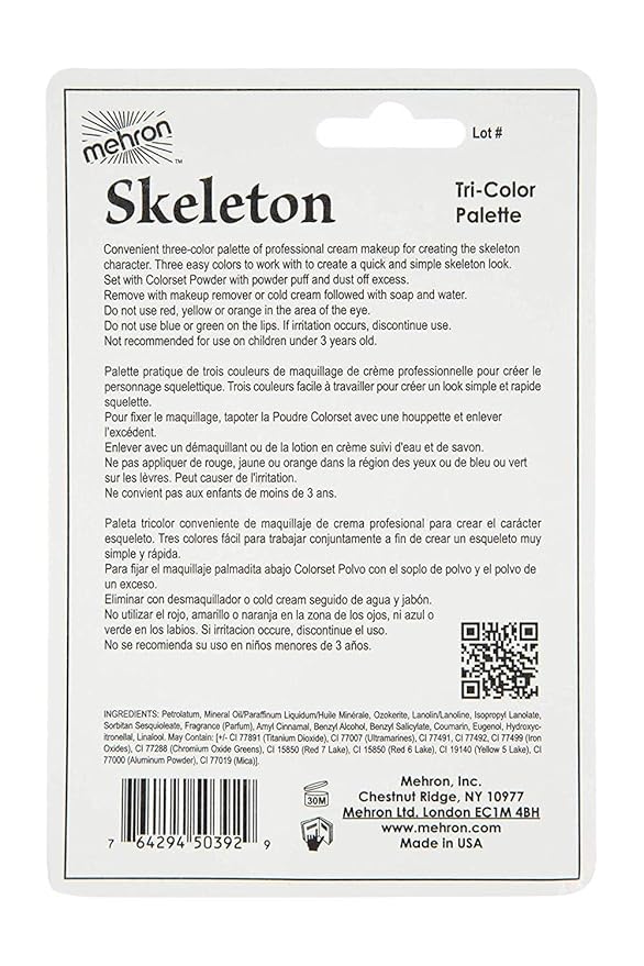 Mehron Makeup Tri-Color Character Makeup Palette | Halloween, 7 oz