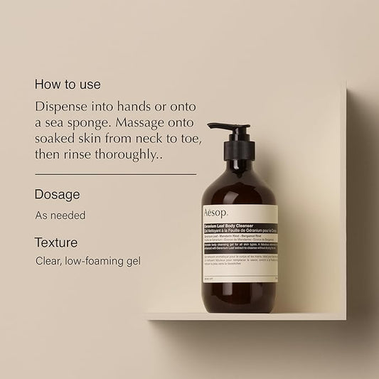 Aesop Geranium Leaf Duet | Gel Body Cleanser + Body Balm | Aromatic Pairing For Cleansed and Supple Skin | Paraben-Free, Cruelty-Free & Vegan |16.9 oz + 16.5 oz
