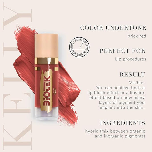 Biotek Lip Pigment for Permanent Makeup - Brick Red Color for Lip - Made in Italy - Kelly 0,61 fl.oz.
