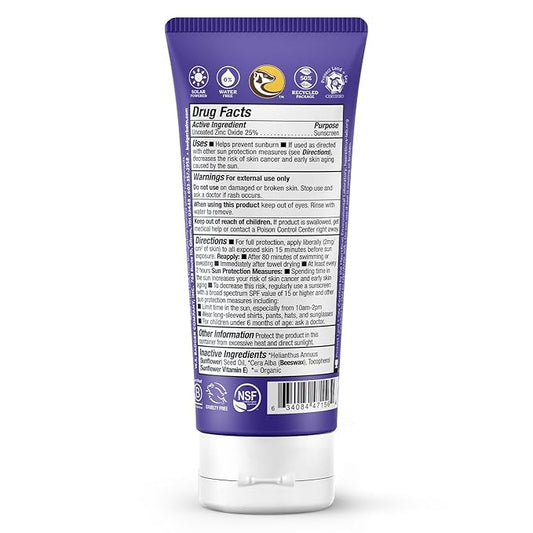 Badger Mineral Sunscreen SPF 50 Zinc Oxide Sunscreen with 98% Organic Ingredients, Reef-Safe, Broad-Spectrum, Hypoallergenic, Water Resistant, Unscented Adventure Sport Sunscreen 2.9 fl oz (2 Pack)