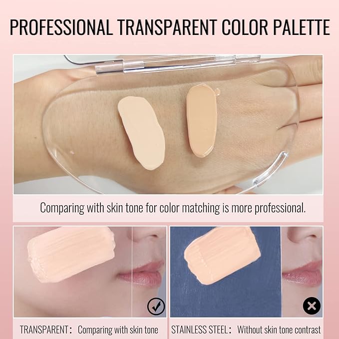 Erinde Handheld Makeup Mixing Palette, Acrylic Transparent Mixing