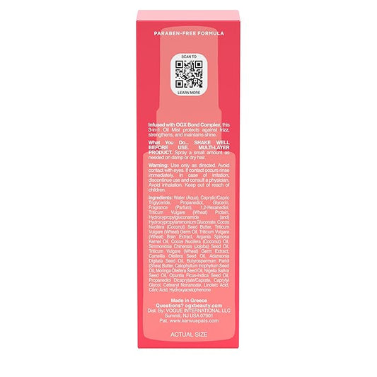 OGX Repair & Protect Bond Protein Repair 3-in-1 Oil Mist, Multi-Benefit Hair Oil Protects Dry, Damaged Hair Against Frizz, Strengthens, & maintains Shine, 1.7 fl. oz