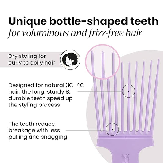 Tangle Teezer Hair Pick, Adds Lift, Volume, Preserves Curl, Reduces Frizz, for Curly Hair Types, Lilac