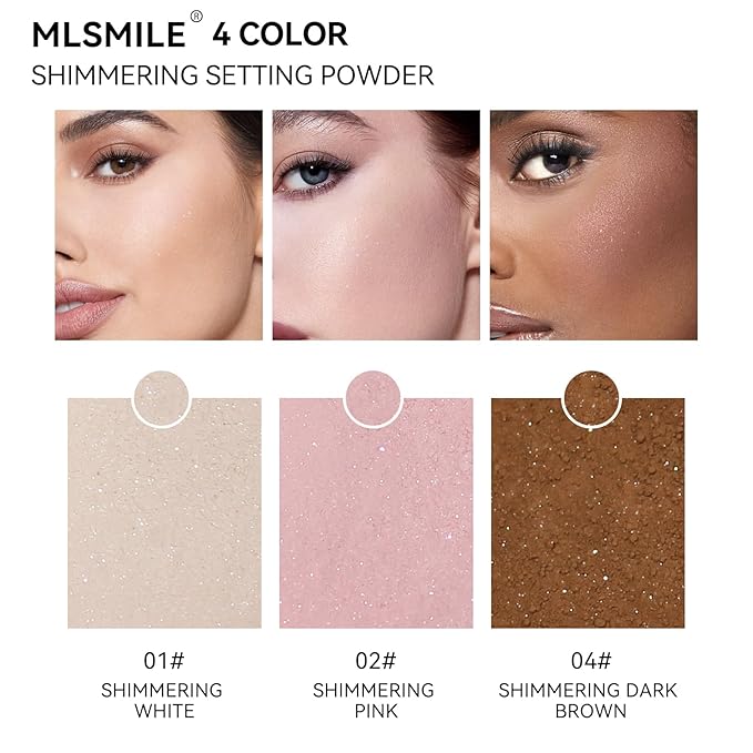 AKARY Dark Complexion Translucent Setting Powder, Shimmer Finishing