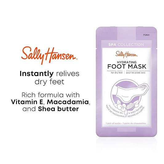 Sally Hansen Spa Collection, Hydrating Foot Mask, Soothing Socks for Dry Feet, Includes Vitamin E, Macadamia and Shea Butter