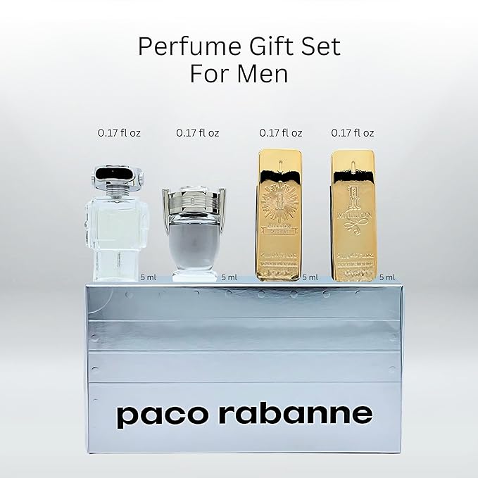 Paco Rabanne Perfume for Men Variety 4 Piece Mini Gift Set