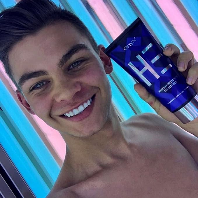 Onyx HE Tanning Lotion for Men - Indoor Tanning Accelerator with Bronzer - Mens Tanning Lotion for Quick & Dark Tan - Bronzing Lotion with Skin Firming, Muscle Bronzing Complex, & Moisturizing Formula