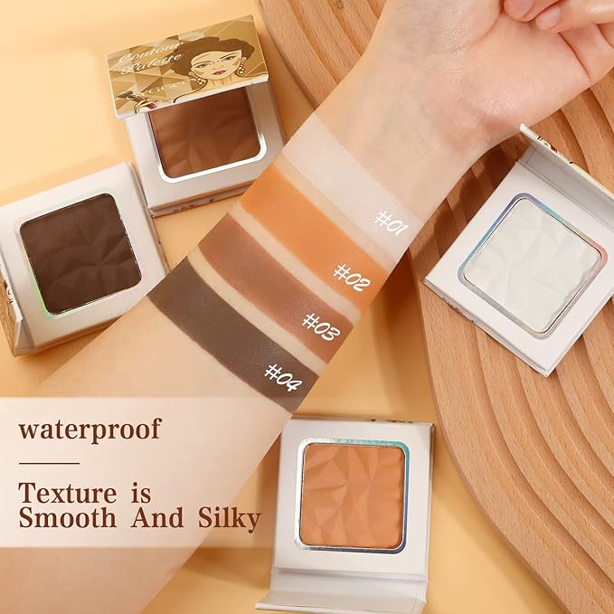 Matte Light Bronzer Palette,Perfect Finish Hd Powder,Professional Bronzering
