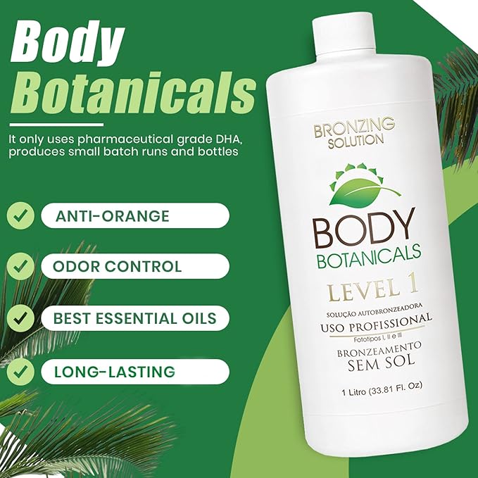 Professional Sunless Tanning Spray Tan Solution, Organic Essential Oils, Airbrush Formula, 33.8 Fl Oz. (Level 1 (7% DHA))