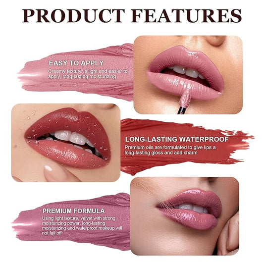 12 Color Cream Lip Gloss, 12 Colors Cream Texture Lipstick Waterproof, Long-Lasting Moisturizing Velvet Lip Gloss，Waterproof Lip Gloss Moisturising Liquid Lipstick(#3#5#12，3pcs)