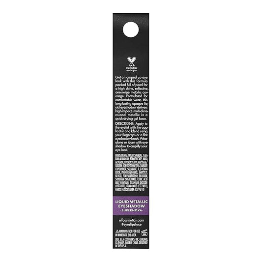 e.l.f. Liquid Metallic Eyeshadow, Gel Formula, High-Impact Multi-Dimensional Finish, One-Swipe Coverage, Supernova, 0.1 Fl Oz (3mL)