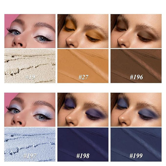 Neutral Eyeshadow Stick Makeup Set, Metallic Shimmer Matte Cream Eye Shadow Eyeliner Brightener Pencil Crayon - Classic 6PCS A010