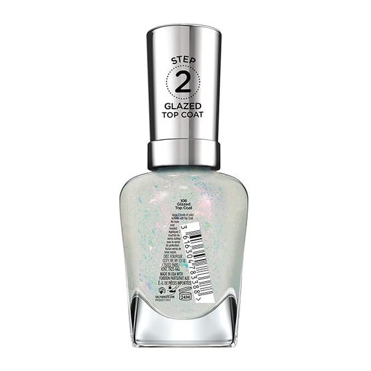 Sally Hansen Miracle Gel, Glazed Top Coat, Long Lasting, Gel-Like Formula, No UV Lamp Needed, Sheer, Shiny Clear Nail Polish