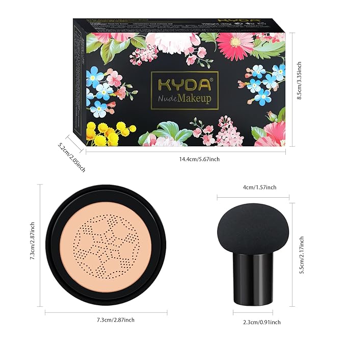 Ownest 2 Pcs Mushroom Head Air Cushion BB Primer-Buff Beige