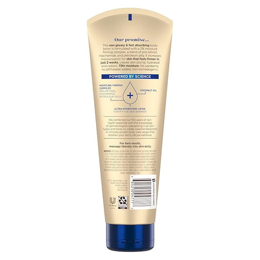 Vaseline Radiant X Firm & Restore with Pro-Retinol, Niacinamide & Coconut Oil, Nourishing Body Lotion 8 oz