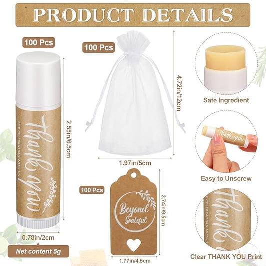 100 Set Thank You Lip Balm Guests