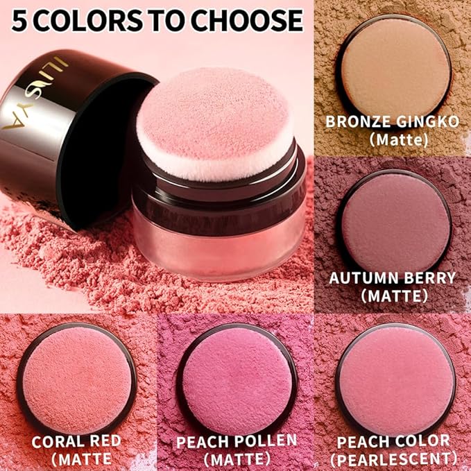 ROUSE Face Blush Powder Makeup Soft Mushroom Blush (Coral Red)
