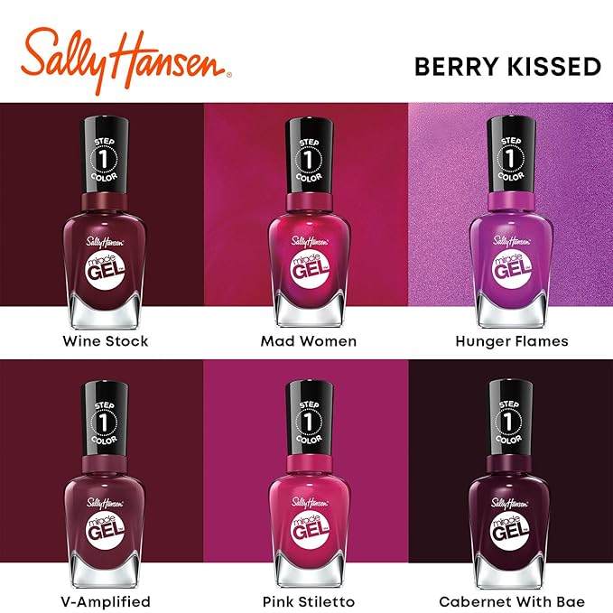 Sally Hansen Miracle Gel, V-Amplified, Long Lasting, Gel-Like Formula, No UV Lamp Needed, Opaque, Shiny Purple Nail Polish
